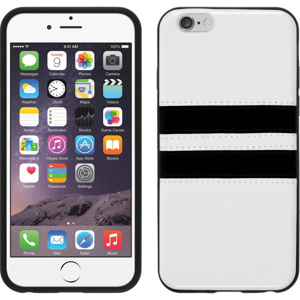 PhoneNatic Case kompatibel mit Apple iPhone 6 Plus / 6s Plus - weiﬂ Silikon Hülle Stripes + 2 Schutzfolien