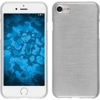PhoneNatic Case kompatibel mit Apple iPhone 8 - weiß Silikon Hülle brushed + 2 Schutzfolien