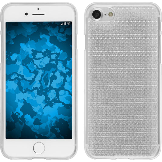 PhoneNatic Case kompatibel mit Apple iPhone 8 - clear Silikon Hülle Iced + 2 Schutzfolien