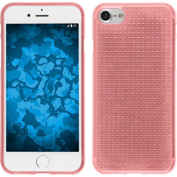 PhoneNatic Case kompatibel mit Apple iPhone 8 - rosa Silikon Hülle Iced + 2 Schutzfolien