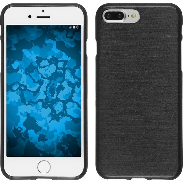 PhoneNatic Case kompatibel mit Apple iPhone 8 Plus - silber Silikon Hülle brushed + 2 Schutzfolien