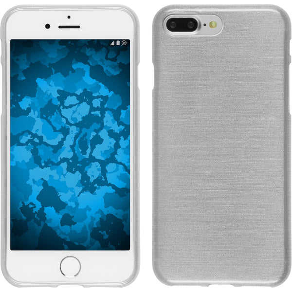PhoneNatic Case kompatibel mit Apple iPhone 7 Plus / 8 Plus - weiß Silikon Hülle brushed + 2 Schutzfolien