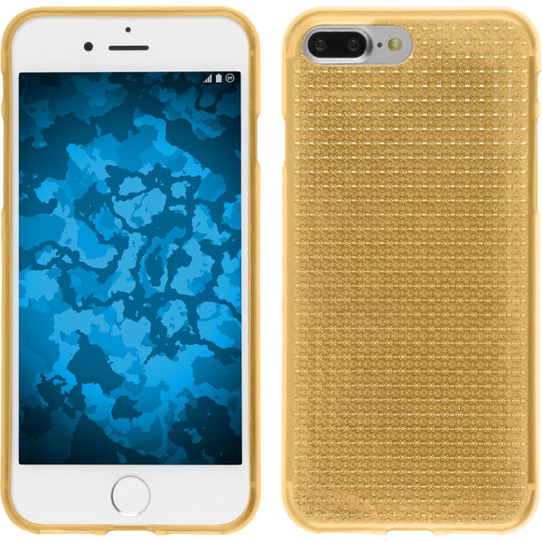 PhoneNatic Case kompatibel mit Apple iPhone 7 Plus / 8 Plus - gold Silikon Hülle Iced + 2 Schutzfolien