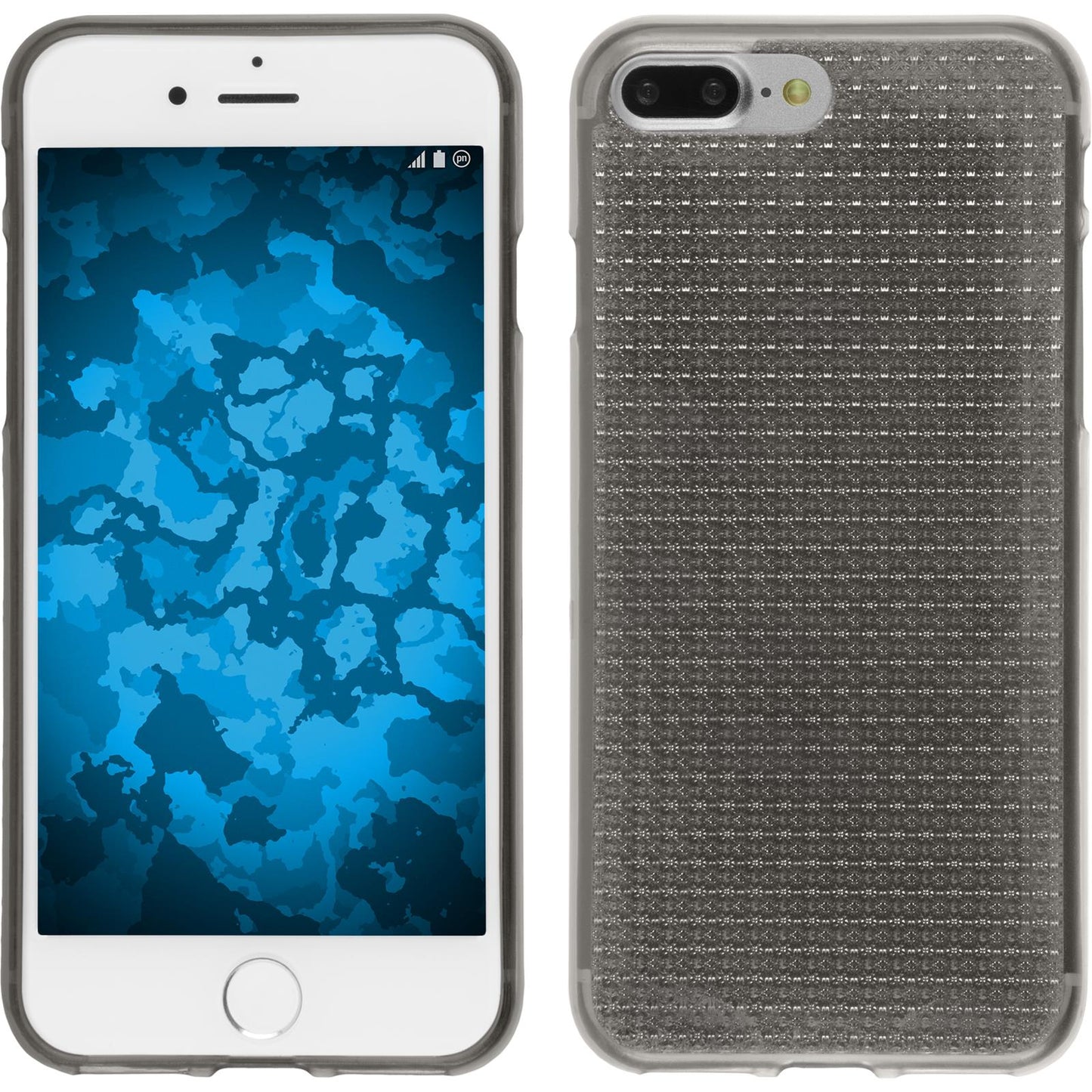 PhoneNatic Case kompatibel mit Apple iPhone 7 Plus / 8 Plus - grau Silikon Hülle Iced + 2 Schutzfolien