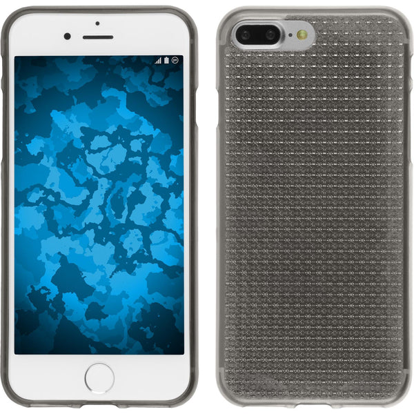 PhoneNatic Case kompatibel mit Apple iPhone 7 Plus / 8 Plus - grau Silikon Hülle Iced + 2 Schutzfolien
