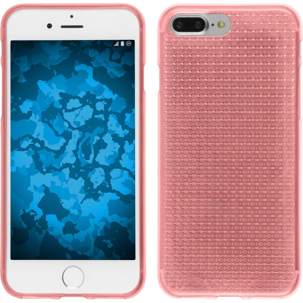 PhoneNatic Case kompatibel mit Apple iPhone 7 Plus / 8 Plus - rosa Silikon Hülle Iced + 2 Schutzfolien