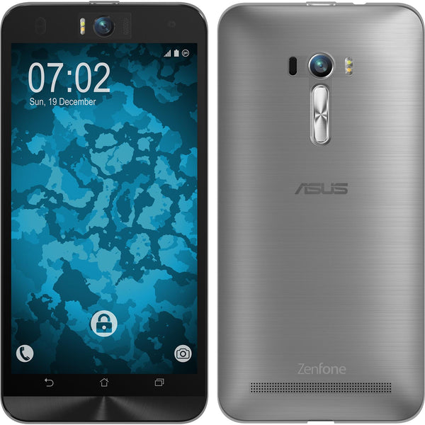 PhoneNatic Case kompatibel mit Asus Zenfone Selfie - grau Silikon Hülle 360∞ Fullbody Cover