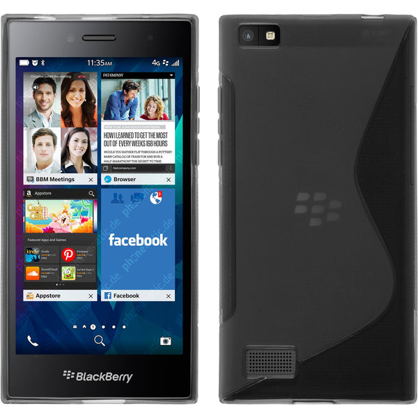 PhoneNatic Case kompatibel mit BlackBerry Leap - grau Silikon Hülle S-Style + 2 Schutzfolien
