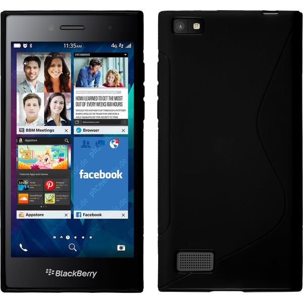 PhoneNatic Case kompatibel mit BlackBerry Leap - schwarz Silikon Hülle S-Style + 2 Schutzfolien