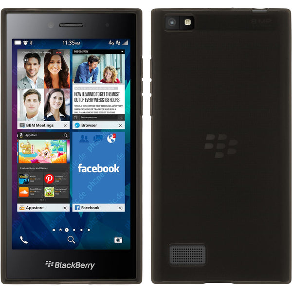PhoneNatic Case kompatibel mit BlackBerry Leap - schwarz Silikon Hülle transparent + 2 Schutzfolien