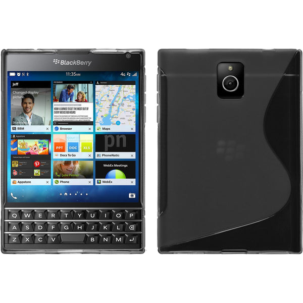 PhoneNatic Case kompatibel mit BlackBerry Q30 - grau Silikon Hülle S-Style + 2 Schutzfolien