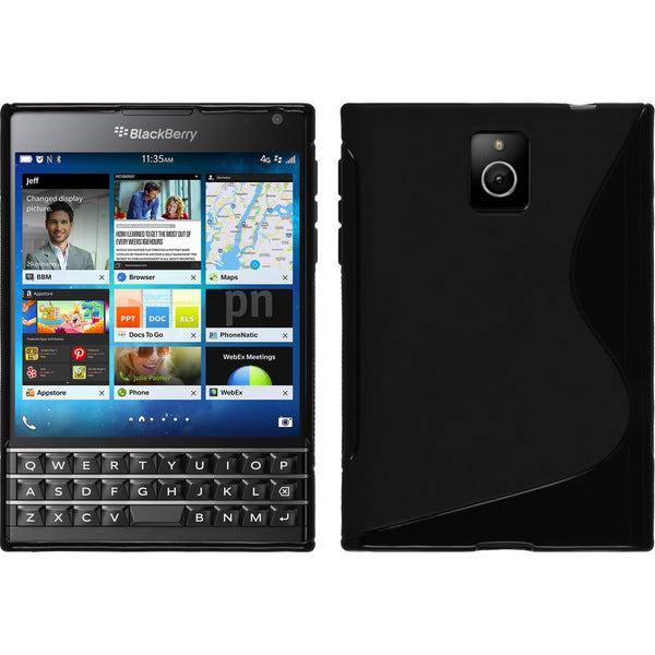 PhoneNatic Case kompatibel mit BlackBerry Q30 - schwarz Silikon Hülle S-Style + 2 Schutzfolien