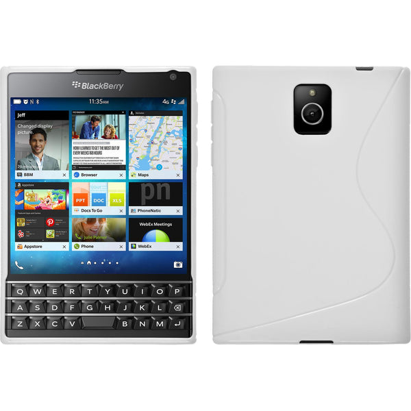 PhoneNatic Case kompatibel mit BlackBerry Q30 - weiß Silikon Hülle S-Style + 2 Schutzfolien