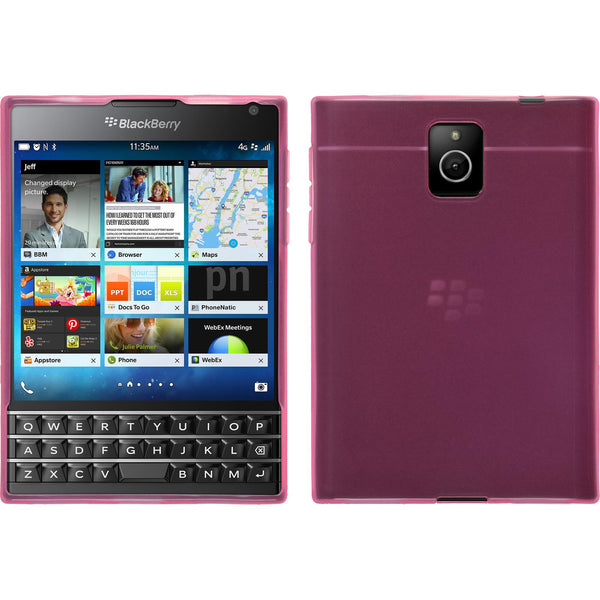 PhoneNatic Case kompatibel mit BlackBerry Q30 - rosa Silikon Hülle transparent + 2 Schutzfolien