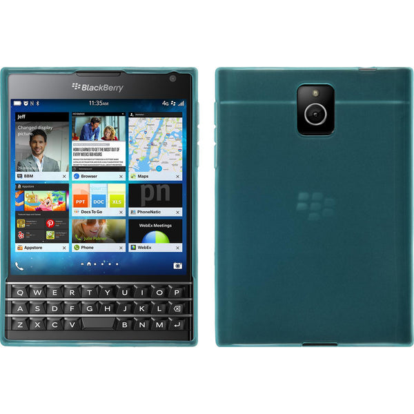 PhoneNatic Case kompatibel mit BlackBerry Q30 - türkis Silikon Hülle transparent + 2 Schutzfolien
