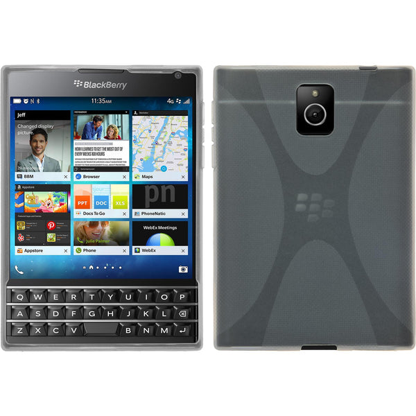 PhoneNatic Case kompatibel mit BlackBerry Q30 - clear Silikon Hülle X-Style + 2 Schutzfolien