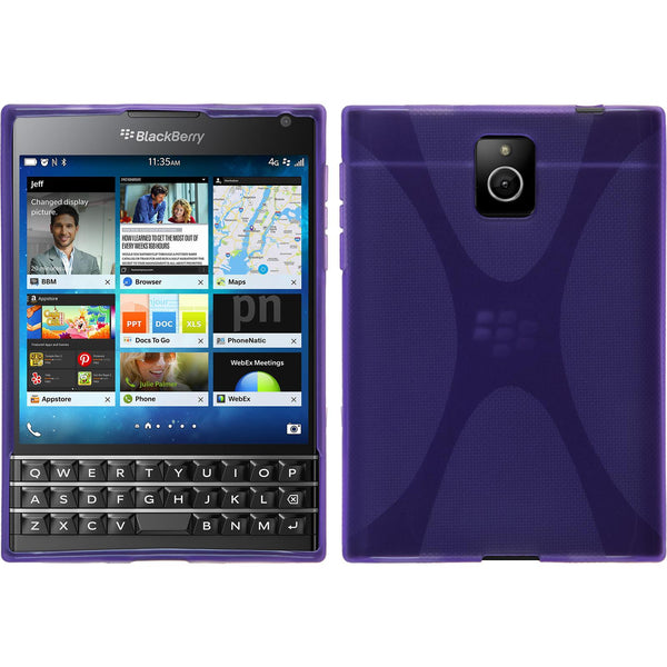PhoneNatic Case kompatibel mit BlackBerry Q30 - lila Silikon Hülle X-Style + 2 Schutzfolien
