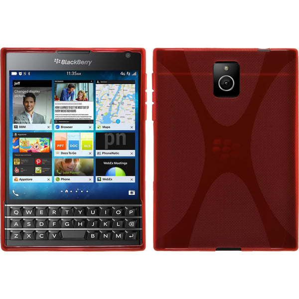 PhoneNatic Case kompatibel mit BlackBerry Q30 - rot Silikon Hülle X-Style + 2 Schutzfolien
