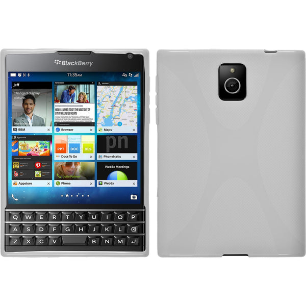 PhoneNatic Case kompatibel mit BlackBerry Q30 - weiß Silikon Hülle X-Style + 2 Schutzfolien