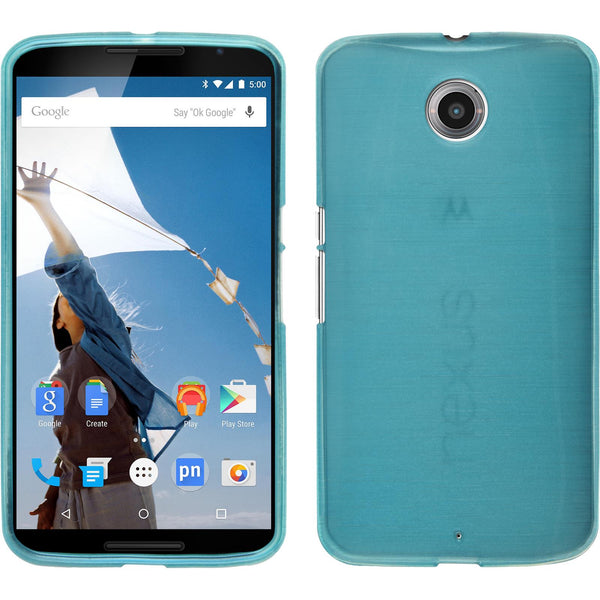 PhoneNatic Case kompatibel mit Google Nexus 6 - blau Silikon Hülle brushed + 2 Schutzfolien