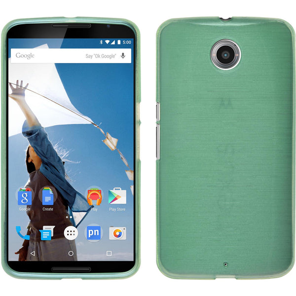 PhoneNatic Case kompatibel mit Google Nexus 6 - grün Silikon Hülle brushed + 2 Schutzfolien