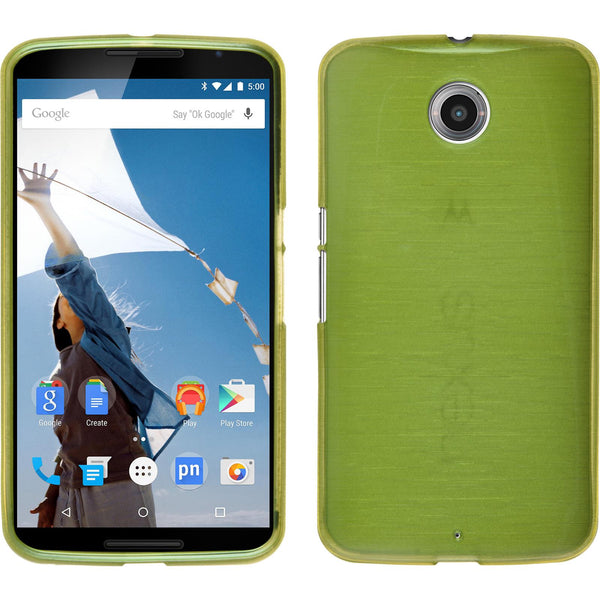 PhoneNatic Case kompatibel mit Google Nexus 6 - pastellgrün Silikon Hülle brushed + 2 Schutzfolien