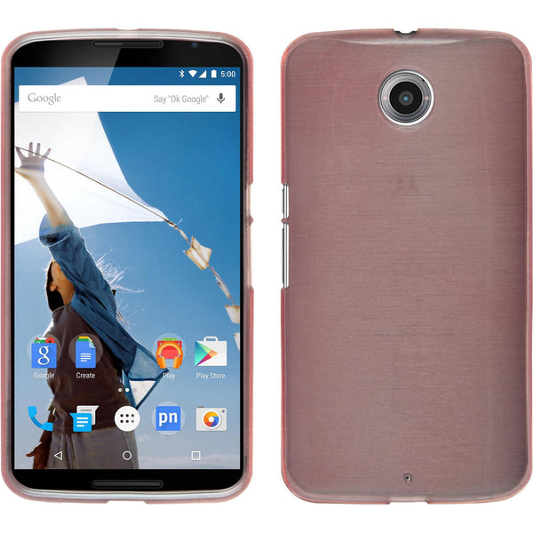 PhoneNatic Case kompatibel mit Google Nexus 6 - rosa Silikon Hülle brushed + 2 Schutzfolien