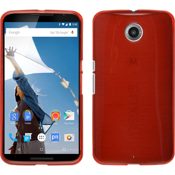 PhoneNatic Case kompatibel mit Google Nexus 6 - rot Silikon Hülle brushed + 2 Schutzfolien