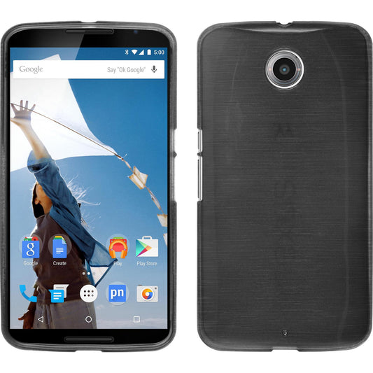 PhoneNatic Case kompatibel mit Google Nexus 6 - silber Silikon Hülle brushed Cover