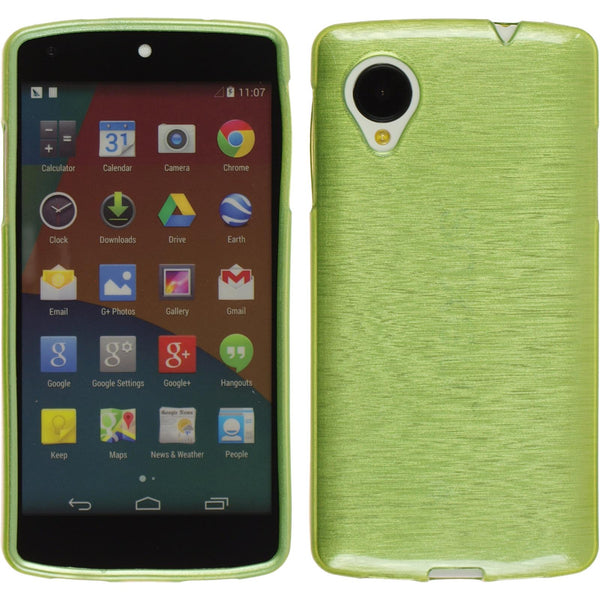 PhoneNatic Case kompatibel mit Google Nexus 5 - pastellgrün Silikon Hülle brushed + 2 Schutzfolien