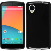 PhoneNatic Case kompatibel mit Google Nexus 5 - schwarz Silikon Hülle Candy + 2 Schutzfolien