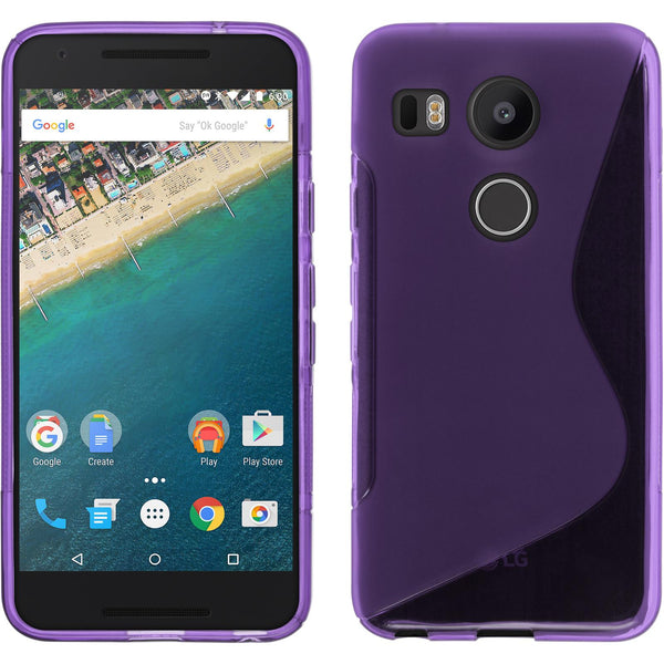PhoneNatic Case kompatibel mit Google Nexus 5X - lila Silikon Hülle S-Style + 2 Schutzfolien