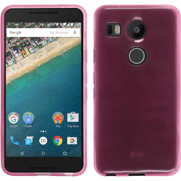 PhoneNatic Case kompatibel mit Google Nexus 5X - rosa Silikon Hülle transparent + 2 Schutzfolien
