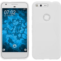 PhoneNatic Case kompatibel mit Google Pixel - weiß Silikon Hülle S-Style + 2 Schutzfolien