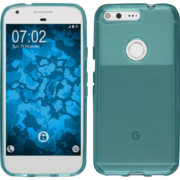 PhoneNatic Case kompatibel mit Google Pixel XL - türkis Silikon Hülle transparent + 2 Schutzfolien