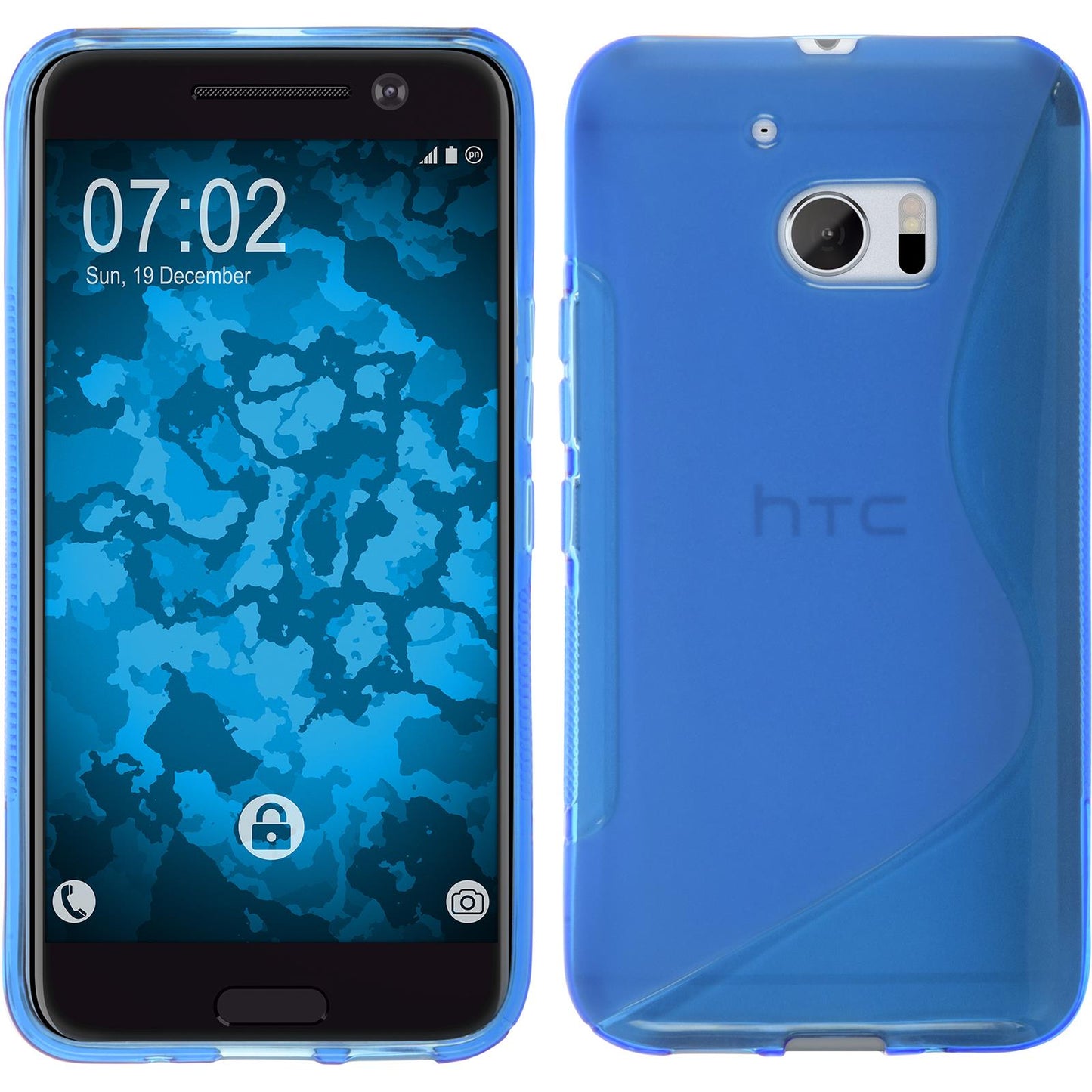 PhoneNatic Case kompatibel mit HTC 10 - blau Silikon Hülle S-Style + 2 Schutzfolien