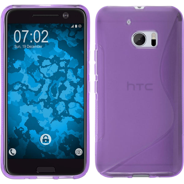 PhoneNatic Case kompatibel mit HTC 10 - lila Silikon Hülle S-Style + 2 Schutzfolien