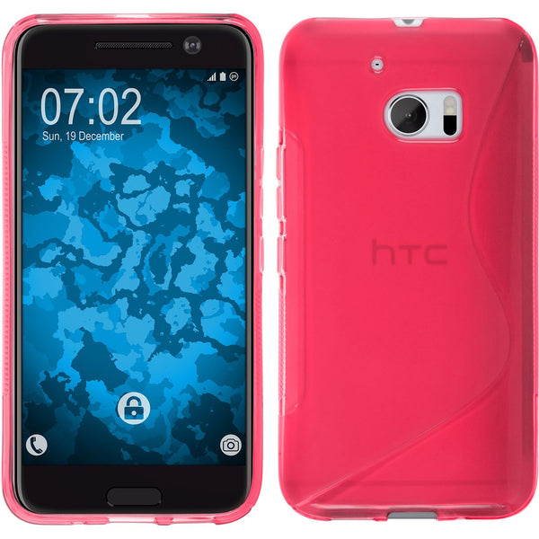 PhoneNatic Case kompatibel mit HTC 10 - pink Silikon Hülle S-Style + 2 Schutzfolien