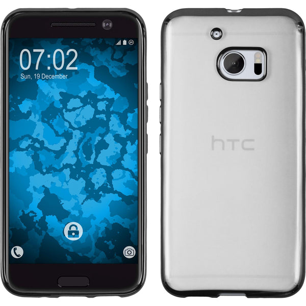 PhoneNatic Case kompatibel mit HTC 10 - grau Silikon Hülle Slim Fit + 2 Schutzfolien
