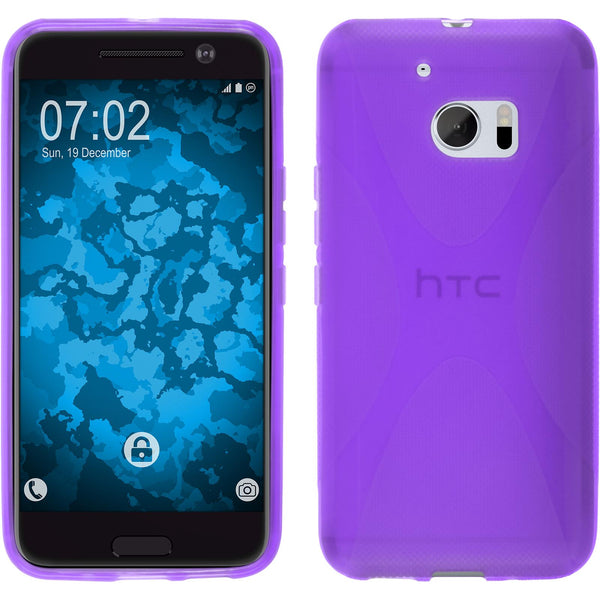 PhoneNatic Case kompatibel mit HTC 10 - lila Silikon Hülle X-Style + 2 Schutzfolien