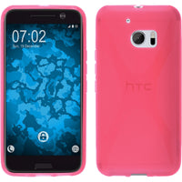 PhoneNatic Case kompatibel mit HTC 10 - pink Silikon Hülle X-Style + 2 Schutzfolien