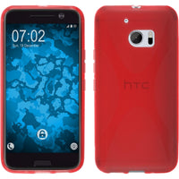 PhoneNatic Case kompatibel mit HTC 10 - rot Silikon Hülle X-Style + 2 Schutzfolien