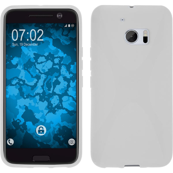 PhoneNatic Case kompatibel mit HTC 10 - weiﬂ Silikon Hülle X-Style + 2 Schutzfolien