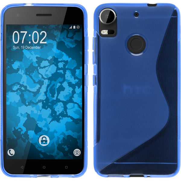 PhoneNatic Case kompatibel mit HTC Desire 10 Pro - blau Silikon Hülle S-Style + 2 Schutzfolien
