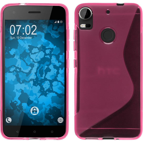 PhoneNatic Case kompatibel mit HTC Desire 10 Pro - pink Silikon Hülle S-Style + 2 Schutzfolien