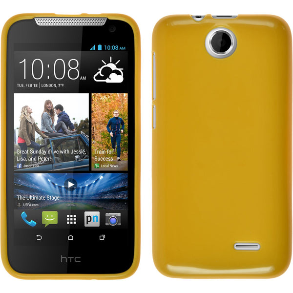 PhoneNatic Case kompatibel mit HTC Desire 310 - gelb Silikon Hülle Candy + 2 Schutzfolien
