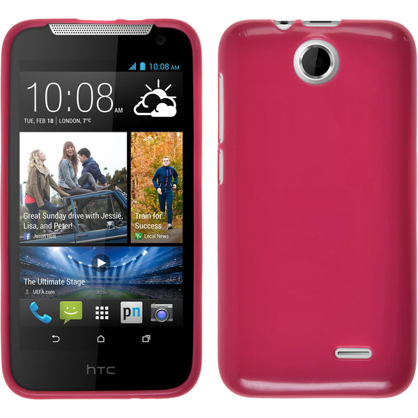 PhoneNatic Case kompatibel mit HTC Desire 310 - pink Silikon Hülle Candy + 2 Schutzfolien