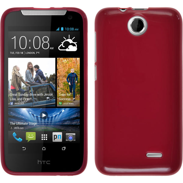 PhoneNatic Case kompatibel mit HTC Desire 310 - rot Silikon Hülle Candy + 2 Schutzfolien