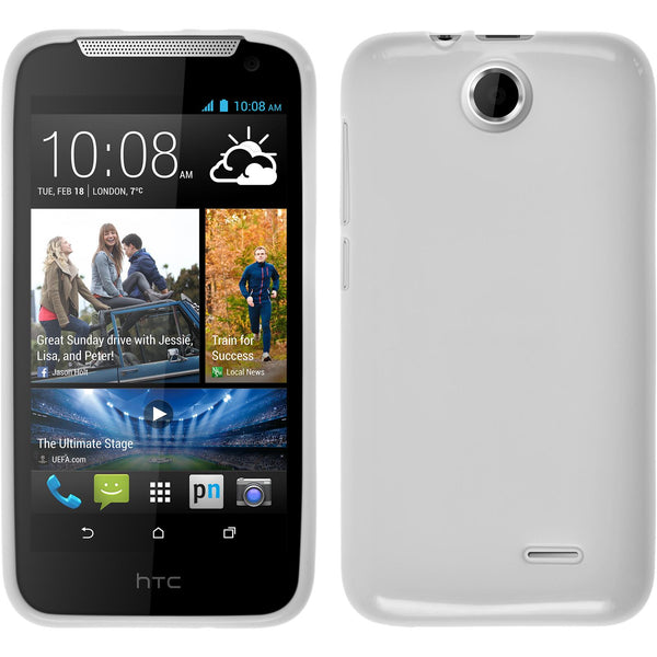 PhoneNatic Case kompatibel mit HTC Desire 310 - weiß Silikon Hülle Candy + 2 Schutzfolien
