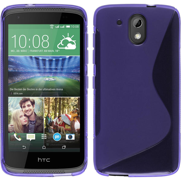 PhoneNatic Case kompatibel mit HTC Desire 326G - lila Silikon Hülle S-Style + 2 Schutzfolien